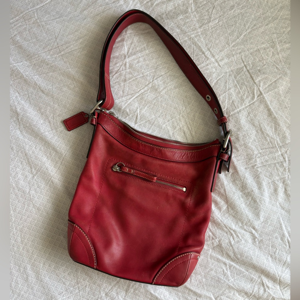 Coach Red Leather Shoulder Bag